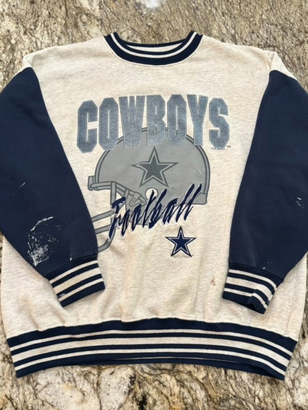 Vintage 1993 Cowboys Football Crewneck Distressed Sweatshirt